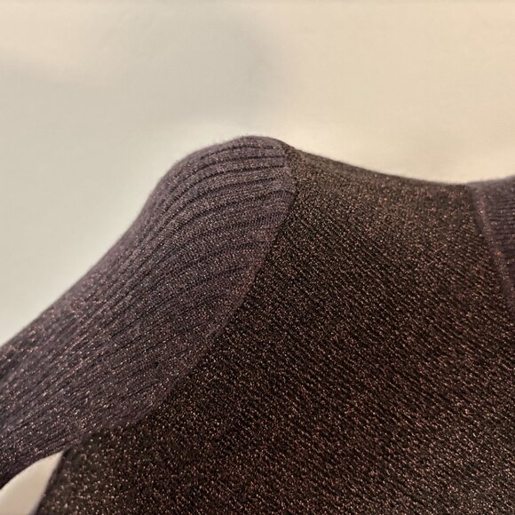 TORY BURCH Lindley Metallic Wool Blend Sweater Top Zip Back Stretch Knit Size XS - Picture 11 of 12